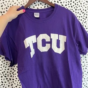Purple TCU Block Letter T Shirt